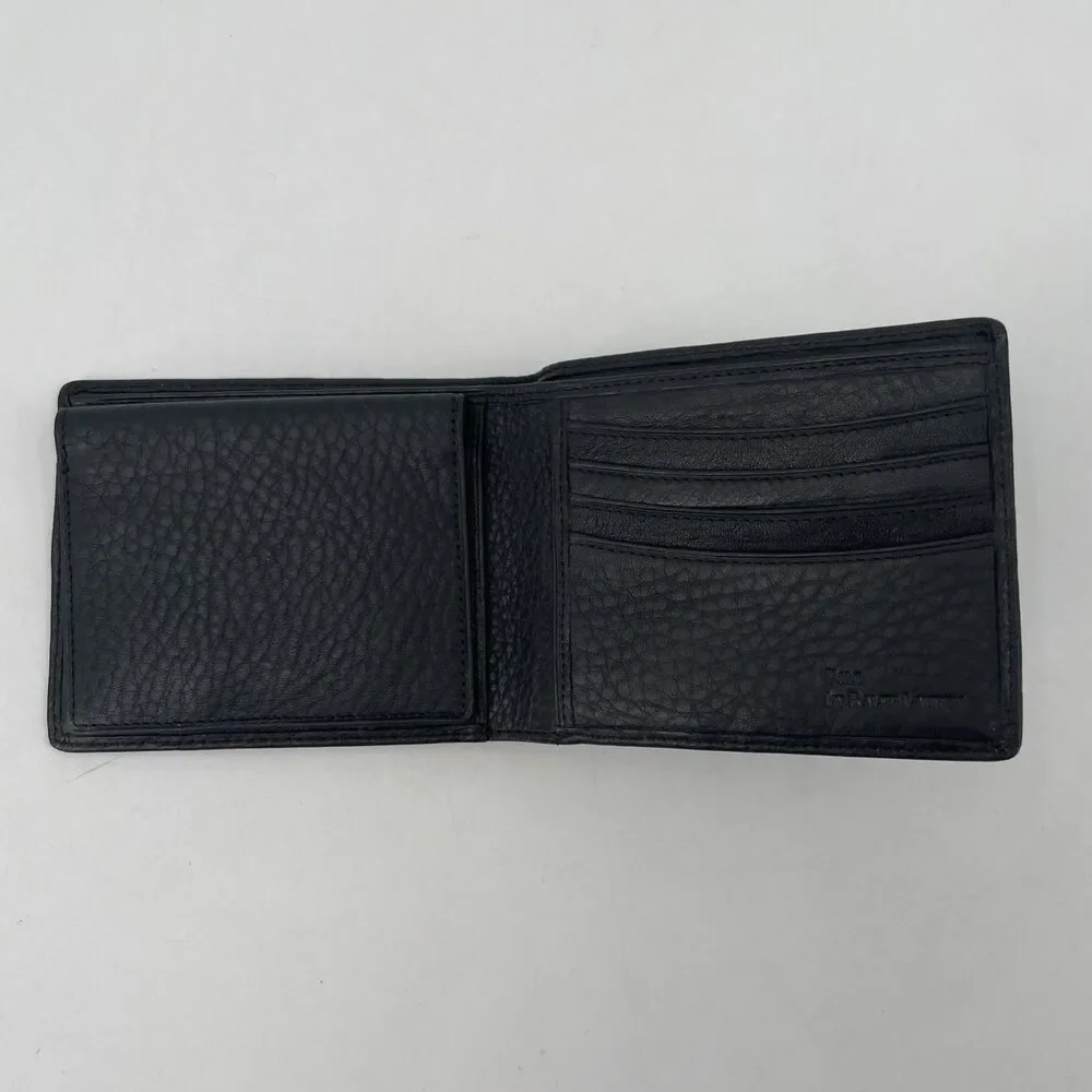 Polo Ralph Lauren CATALINA Pass Case Black Pebbled Leather Bifold Wallet NEW